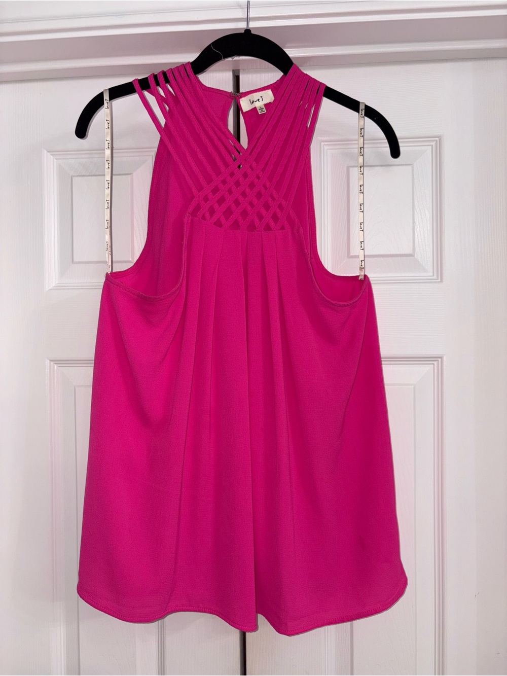 love J Hot Pink Strappy Lattice-Back Tank Top